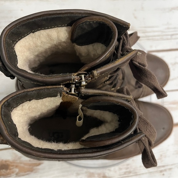 Ugg Brown Shearling-Lined Boots size  booties Ashbury brown leather lace up - Picture 10 of 12